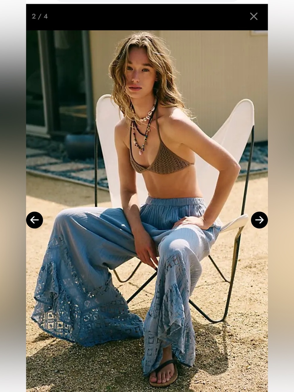 free people nwot blue crochet wide leg pants